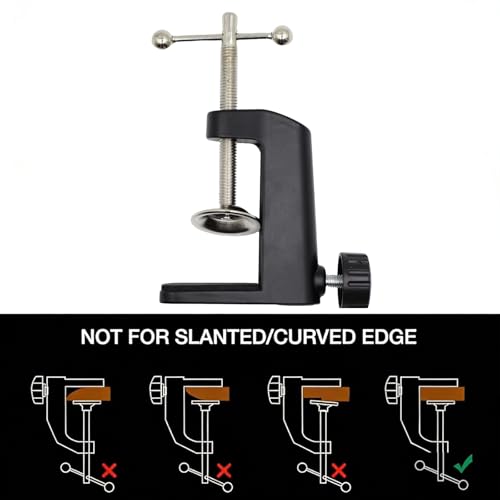 Universal C-Clamp Lamp Holder Desk Mount Clamp Base for Swing Arm Lights, DIY Lighting, Monitors, Workbenches - color: Black