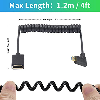 Duttek 8K Right Angle HDMI to Micro HDMI Cable, 48Gbps Extreme Thin Micro HDMI to HDMI Extension Cable, Male to Female Support 8K@60Hz for Laptops, Cameras, Raspberry Pi 5 4 3.3FT/1M - style: Right Angle Micro HDMI Male to HDMI Female