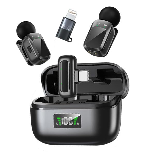 Mic Mini Wireless Microphone for iPhone/Android, 2TX+2RX, 3 Al Voice Modes, 30H Battery for Vlogging & Streaming, 48kHz/24bit, Includes USB-C & Lightning Receivers for TikTok, YouTube - style: Mic Mini A
