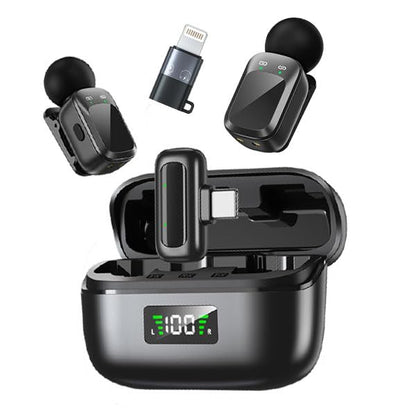Mic Mini Wireless Microphone for iPhone/Android, 2TX+2RX, 3 Al Voice Modes, 30H Battery for Vlogging & Streaming, 48kHz/24bit, Includes USB-C & Lightning Receivers for TikTok, YouTube - style: Mic Mini A