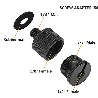 12 Pieces Mic Stand Adapter, Mic Thread Screw Adapter 5/8 Female to 3/8 Male and 3/8 Female to 5/8 Male, 5/8 Female to 1/4 Male and 1/4 Female to 5/8 Male with Rubber Pad for Microphone Stand