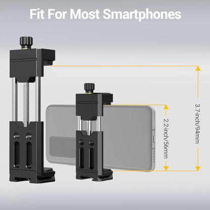 Tripod Phone Mount Holder with Sliding Cold Shoe,Universal Smartphone Mount Adapter with 1/4" Standard Screw&& Arca Swiss Quick Release Plate,Phone Tripod Mount Support Vertical/Horizontal - color: Black