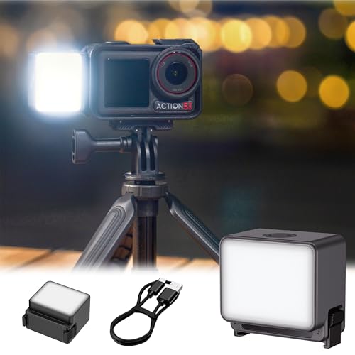 JJC Action 5 LED Light, Magnetic Auxiliary Fill Light for DJI Osmo Action 5 Pro 4 3 / Xtra Edge Pro Accessories, Rechargeable IPX5 Waterproof Mini Video Light, for Selfie Vlog Recording Lightweight - color: for Action 5Pro 4 3 -Black