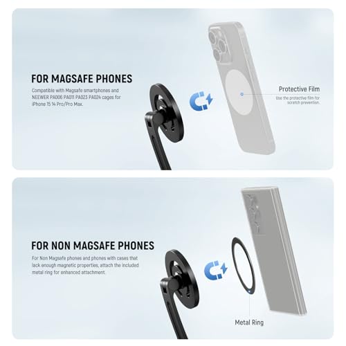 NEEWER Magnetic Neck Holder for Action Camera & Phone, Hands Free Neck Mount with Chest Strap Compatible with GoPro DJI Insta360 iPhone, Phone Holder for POV Vlog Video Recording, GP26 - style: GP26