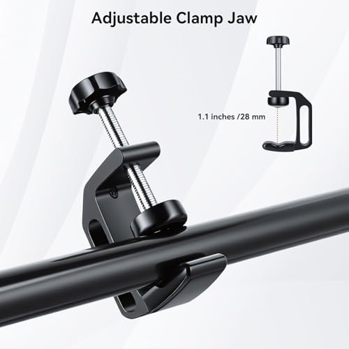 UTEBIT 0.36"-1.2" Universal Aluminum C-Desk Clamp, Black | Adjustable Support Clamp with 1/4" and 3/8" Thread for Desktop Mount Holder Flash Desks Carts Benches Worktables - size: 0.36-1.2 inch
