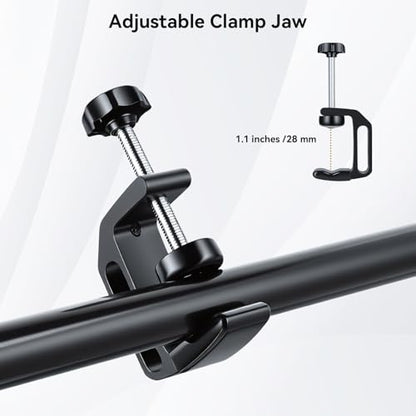 UTEBIT 0.36"-1.2" Universal Aluminum C-Desk Clamp, Black | Adjustable Support Clamp with 1/4" and 3/8" Thread for Desktop Mount Holder Flash Desks Carts Benches Worktables - size: 0.36-1.2 inch