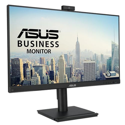 ASUS 24” 1080P Video Conferencing Monitor (BE249QFK) - IPS, 100Hz, Frameless, Full HD Webcam, Mic Array, Speakers, Height Adjustable, Ergonomic Design, Eye Care, Wall Mountable, 3 yr Warranty - style: 24" Webcam Mic Array