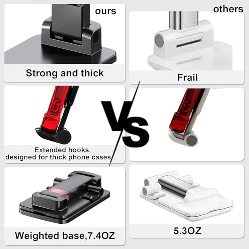 Cell Phone Stand Cute Mobile Holder For iPhone Desk Office Accessories | for thick cases; Under 12" Tablets, e-readers; Folds flat; Anti-slip; Weighted base - color: 09-Black&White