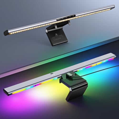 Syrinx Pro Monitor Light Bar with RGB Ambient Backlight, Home Office & Gaming Computer Monitor Lamp, CRI95+ No Glare Eye Care, 1200lm, 3000K–6000K Stepless Dimming, for 17"–34" Flat & Curved Monitors - style: Pro