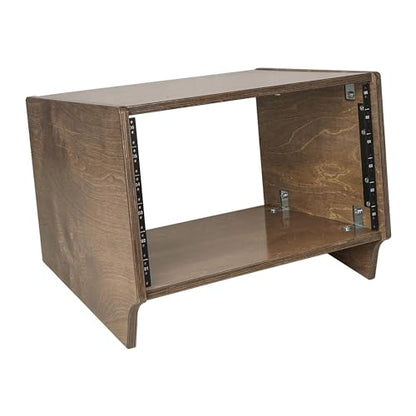 Sound Town DIY 6U Angled Desktop Turret Studio Rack with Solid Baltic Birch Plywood, Weathered Brown, Assembly Required (SDRK-Y6SLB) - size: 6U, Weathered Brown