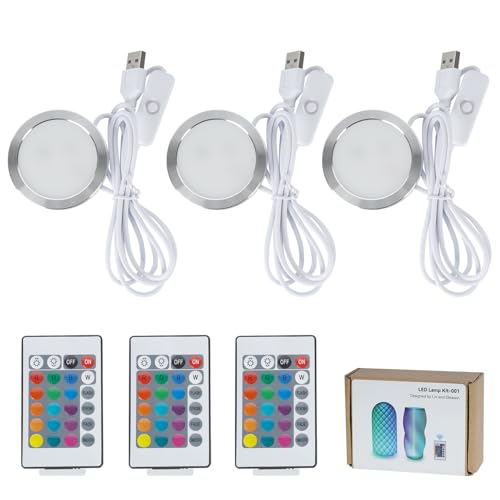 3PCS Remote Control RGB LED Lamp Kit 001 for Bambu Lab H2D/X1/P1P/A1 Multicolor RGB Includes Button Battery Makerworld for Anycubic Makeronline 3D Printer light DIY Hardware Model Parts USB - color: Multicolor