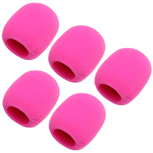 Fielect 5Pcs Microphone Cover Foam Mic Cover Handheld Microphone Windscreen Shield Protection Micro Foam Filter Pink for KTV Broadcasting - color: Pink