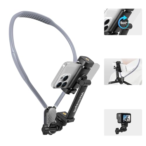Upgraded 65cm Neck Phone Holder Recording with Anti-Shake Strap - POV/Vlog Neck Tripod Mount Hands-Free Filming, Universal for iPhone, Samsung Google Pixel, All Smartphones and Action Camera
