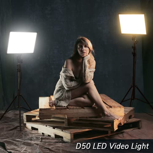 D50 LED Video Light Panel Lights 15.4", 2 Packs 45W 3000K-8000K Bi-Color Dimmable Photography Lighting, CRI 96+ Videography Lighting for Video Shooting/Gaming/Live Stream/Studio/Film