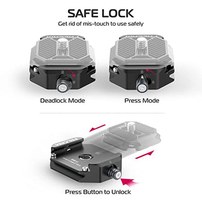 ULANZI F38 Quick Release Plate Base With 1/4" 3/8" Screw Thread, FALCAM F38 Quick Release System QR Camera Tripod Adapter (Only Base, Top Plate NOT Included)