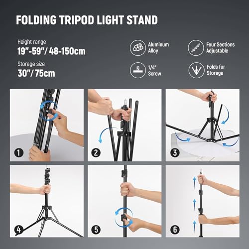 NEEWER 18 Inch Ring Light with Tripod Stand, 55W Large LED Ringlight, Cold Shoe Phone Holder Compatible with iPhone Camera for Video Recording Photography Streaming Selfie Makeup Studio Photo, RL-18