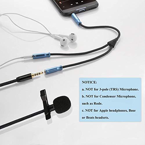 MillSO 3.5mm 4 Pole TRRS Audio Splitter Cable Nylon Braided Stereo Aux Splitter for 2 TRRS Headset to PC Laptop PS4 Xbox Smartphone - 1 FT - size: 1 Feet - Braided