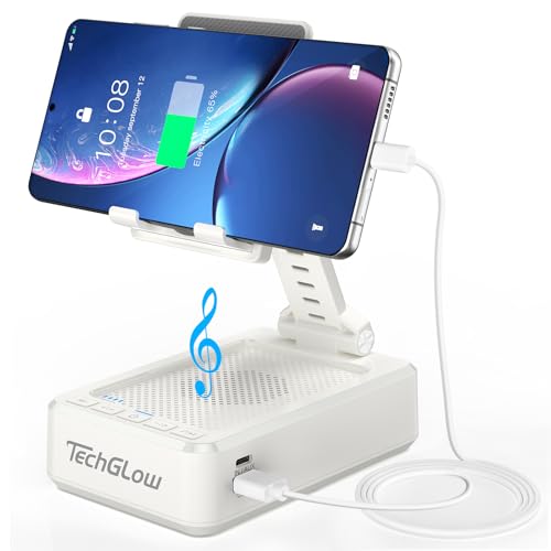 TechGlow Foldable Cellphone Stand with Bluetooth Speaker and Charging Function Birthday Gifts for Men Women Mother Father Brother Sister Teens Cool Tech Gadgets-White - color: White