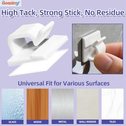 100PCS Adhesive Cable Clips, 0.55 Inch Small Wire Clips for Cable Management, Strong Cord Holders for Wall, Desk, Christmas Lights, TV & Ethernet Cables – White
