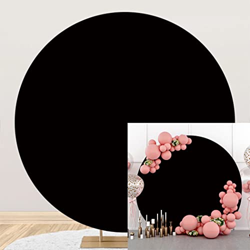 YongFoto 7x7ft Black Round Backdrop Cover Polyester Circular Solid Color Black Cloth Photography Background Birthday Party Decor Supplies Kid Adult Portrait Professional Photo Booth Studio Props - color: Black, size: 7x7ft-polyester