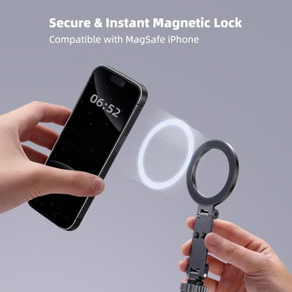 Magnetic Phone Tripod Mount Adapter with 1/4" Thread, Cold Shoe Phone Holder for Camera. Compatible with MagSafe for iPhone, 360° Rotatable, Foldable, Portable Design for Photography Video Vlog - style: Premium Magnetic