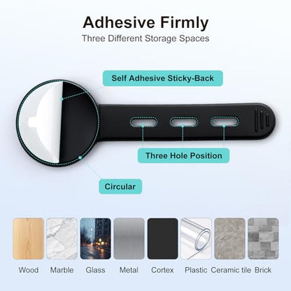 Silicone Self Adhesive Under Desk Cable Management 12Pcs - Black | Adjustable, Elastic, Cord Organizers for Computer, TV, Machine Wires in Homes, Offices, Schools, Classrooms and Factories