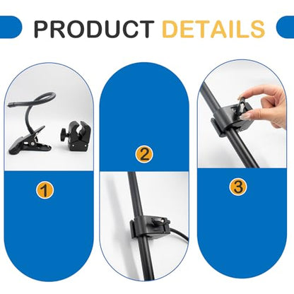 Reflector Holder, Bendable Gooseneck Photography Reflector Stand Clip for Photo Video Studio Outdoor Photography Backdrop, Diffuser, Lighting, Black