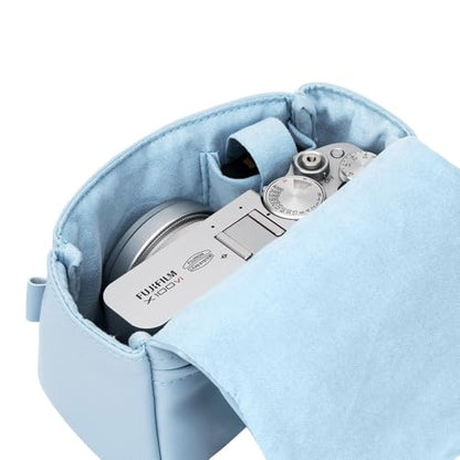 KIWIFOTOS PU Leather Camera Case for Fuji X100VI/PowerShot V1 | without strap, Fits X100VI/X-E5+23/27mm lens & PowerShot V1. Soft PU leather, magnetic flap, soft lining, rear zipper pocket - color: PU Camera Case Blue