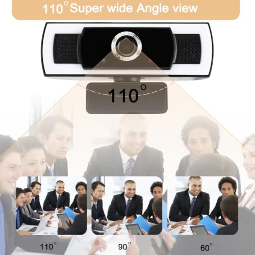 Webcam with Microphone, 1080P auto Zoom, Software Control & Privacy Cover, USB HD Computer Web Camera, Plug and Play, for Zoom/Skype/Teams, Conferencing and Video Calling - color: black-1pack