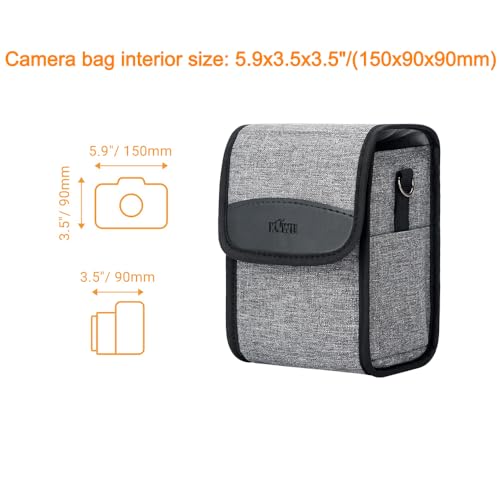 Compact Camera Case for Lumix L10 Fuji X100VI X-T30 II +13-33mm lens | Fits for X-T30 II +13-33mm A6600/Nikon Z30+ 16-50mm lens. Soft lining. Front+side pockets. shoulder strap,Anti Scratch - color: Compact Camera Case Gray