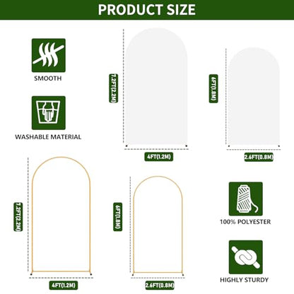 2 Pack Arch Backdrop Stand and Cover Set (7.2FT/6FT), Balloon Arch Stand, Metal Background Arch Stand, Backdrop Arch Frame, Wedding Arch for Backdrop (White Cover) - color: Arch with White Cover-(7.2FT/6FT)