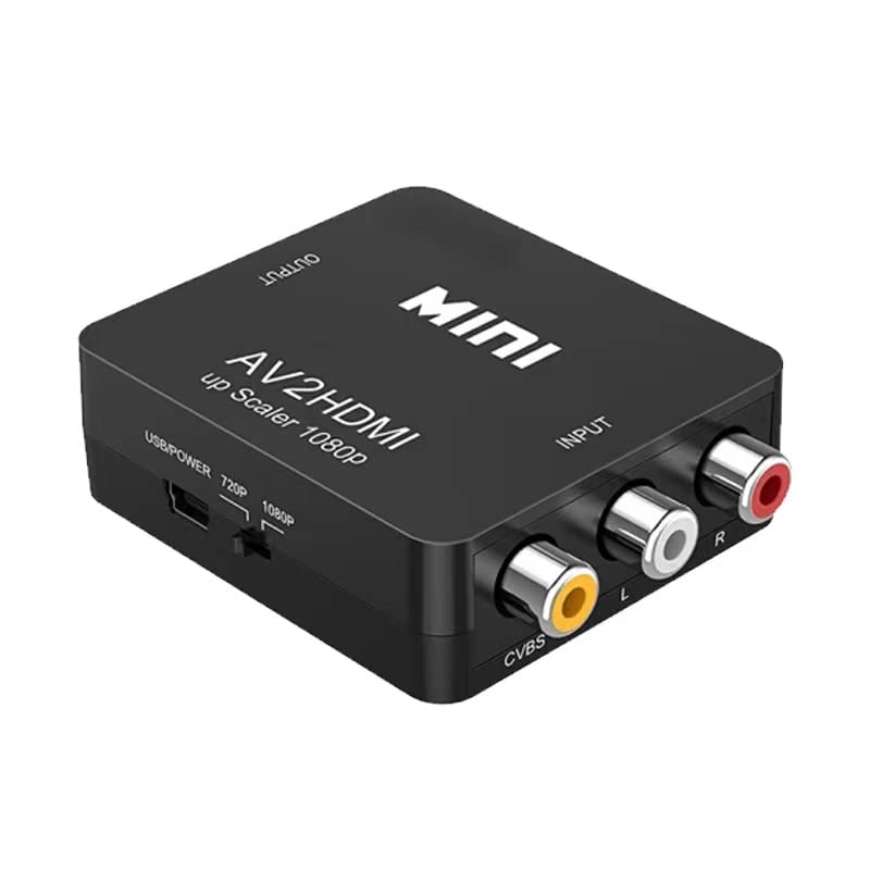 RCA to HDMI Converter, RCA to HDMI Adapter, 1080P Mini RCA Composite CVBS AV to HDMI Video Audio Converter Adapter Support PAL/NTSC for N64 Wii PS2 PS3 Xbox VHS - color: Converter (Single)