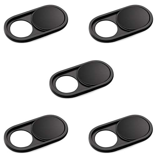 CloudValley Camera Cover Slide, 0.026 Inch Metal Webcam Cover for MacBook Pro, MacBook Air, Laptop, Mac, PC, iPad, iPhone, Ultra-Thin Privacy Covers [Black - 5 Pack]