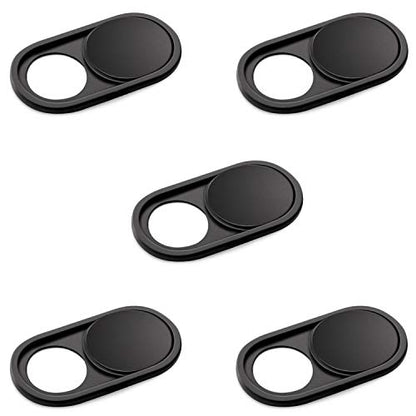 CloudValley Camera Cover Slide, 0.026 Inch Metal Webcam Cover for MacBook Pro, MacBook Air, Laptop, Mac, PC, iPad, iPhone, Ultra-Thin Privacy Covers [Black - 5 Pack]