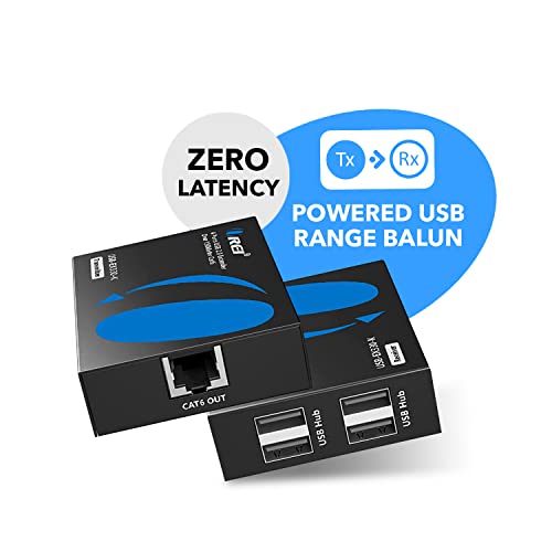 OREI USB 2.0 Extender Over Ethernet up to 330 Feet, USB Over Cat6/Cat7 LAN Cable Extension Kit with 4 USB Ports, 480Mbps Data Transfer, Plug & Play, Supports Webcam/Printer/Keyboard - USB-EX330-K
