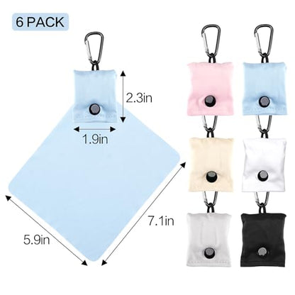 Vemiss 6 Pack Microfiber Glasses Cleaning Cloth, Wipes Lens Eyeglasses & Screens - Reusable, Portable with Keychain & Pouch - Sunglasses, Jewelry, Phone Cleaner Cloth (All Color) - color: All Color