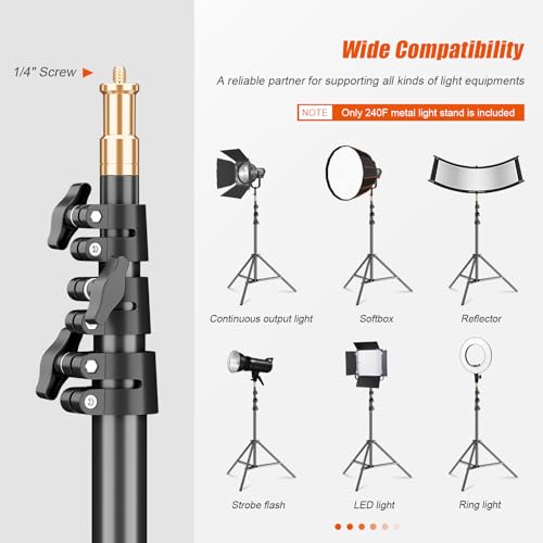 Godox Light Stand 240CM/94 in Photography Light Stand Heavy Duty with 1/4” Universal Screw Carry Bag Portable for Photography Studio Portrait Shooting - size: 94.5in