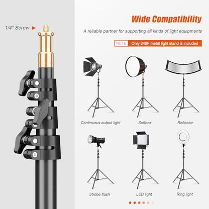 Godox Light Stand 240CM/94 in Photography Light Stand Heavy Duty with 1/4” Universal Screw Carry Bag Portable for Photography Studio Portrait Shooting - size: 94.5in