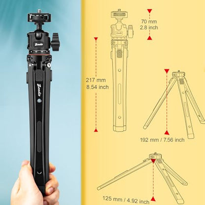 Zeadio Universal Heavy-Duty Metal Tripod Kit, with 360° Ball Head, Phone Holder & Action Camera Adapter – Compatible with iPhone/Andriod Phones,Camera, Gimbal, Vlogging, and Travel etc - style: Standard Ball Head