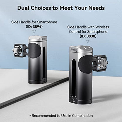 SmallRig Mini Side Handle for Phone Cage Smartphone Video Rig with 1/4''-20 Threads and Cold Shoe, Up and Down Adjustable - 3894 - size: 3894 (without wireless control)