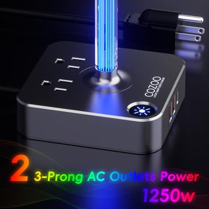 cozoo Gifts for Gamer Men All-in-One RGB Headset Stand & Charging Station | 3 USB Ports, 2 Outlets, Metal Space Gray | Gaming Equipment, Game Room Setup, Christmas Gifts for Him,Teen Boys,Tech Lovers - color: Gray - RGB