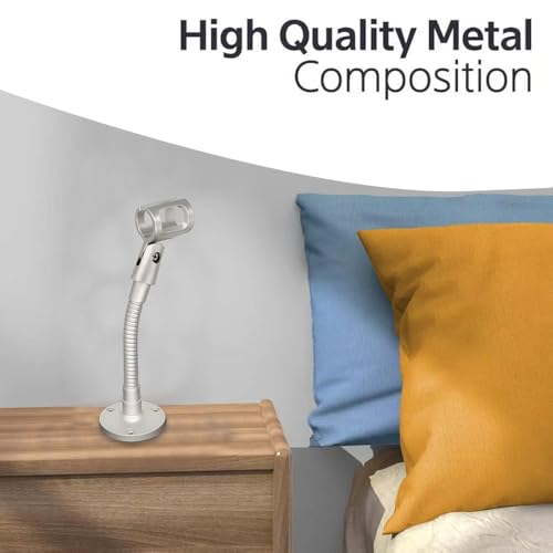 Podium Microphone Stand Holder Wall Mount with Flexible Gooseneck Arm 6inch,Thread Desktop Mount Insert, Multi-function DIY Holding Mic,Phone, Make-up Mirror,5/8male&Female5/8 in Silver.