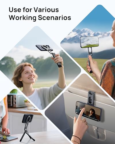 SODI Magnetic Phone Tripod Stand for iPhone - Strong Magnet Foldable Cell Phone Stand for Vlog, Gym, Travel Essentials, Mini Tripod Phone Stand Compatible with iPhone 17 16 15 14 13 12 Series - color: Gray