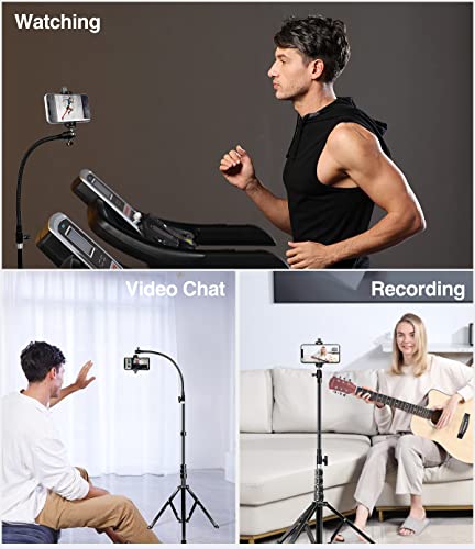 Elitehood 81" Tall Flexible Tripod Stand for iPhone with 17in Adjustable Gooseneck with Remote Compatible with iPhone 13 Pro Max / 13 Pro / 12 Pro Max, Android Phone - style: Heavy Duty Tripod