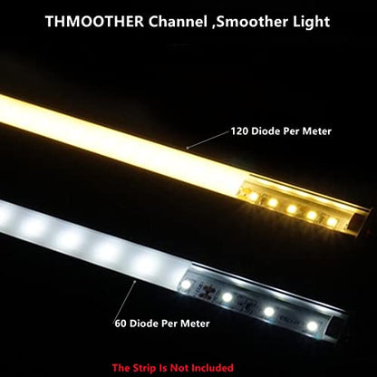5-Pack Pre-Drilled Countersunk Hole 3.3FT/100CM LED Strip U Channel Diffuser, Hacksaw Easy Cut Flush Mounted Under Cabinet Tape Light Aluminum Track Low Profile with Mounting Spares