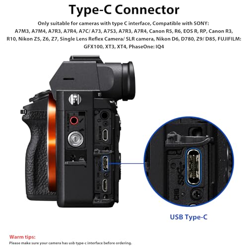 Jelanry Camera Tether Cable Dual Right Angle USB C to USB C, for Power Delivery, 5Gbps Data Transfer, Charging Between Camera & Computer+ Tethering Cable Lock Clamp for Sony Canon Nikon, 16.4 feet/ 5m - size: Dual Elbow