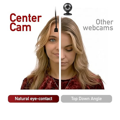 Center Cam V2 Center-Mounted Webcam — The Original Eye Contact Webcam, 1080p HD, Flexible Arm, for Zoom/Teams/Meet, Mac/PC/Linux