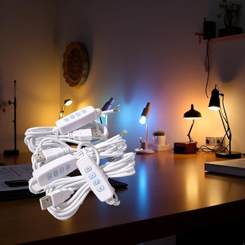 2Pcs White DC5V USB LED Dimmer Extension Cable with On/Off Switch Adapter LED Dimming Controller for LED Light Bulb Lamps USB-Port Power Cable for Led Light Bulb Lamps