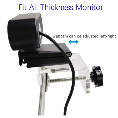 Webcam Mount for Monitor, Compatible with Logitech and other Webcams with 1/4'' Thread, Acrylic Clear Mount on Monitor or Laptop Won't Blcok Screen, Adjustable Mount Fit All Thickness Monitor