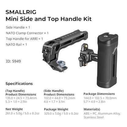 SmallRig Mini Side Handle and Top Handle Kit for Camera Cage, Ergonomic Camera Handle for Left or Right Hand, 30mm/1.2in Up and Down Adjustable - style: Side and Top Handle Kit